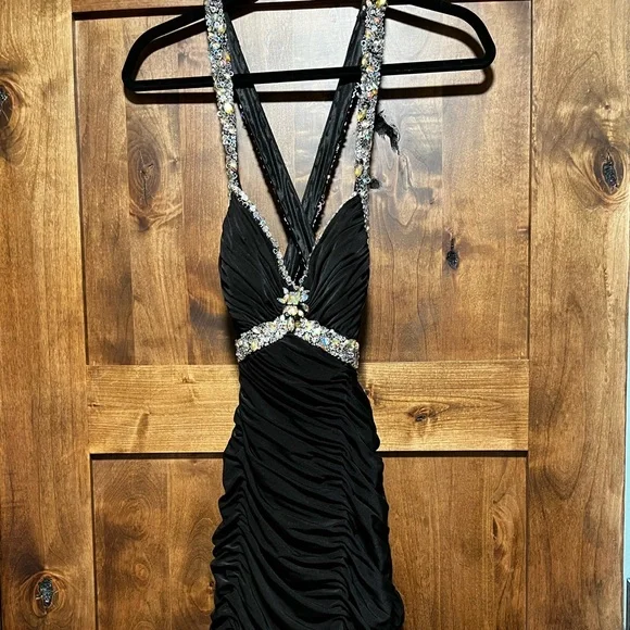 Party Time Formals | Dresses | Party Time Formal Black Ruched Sequins Dress  | Poshmark